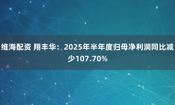 维海配资 翔丰华：2025年半年度归母净利润同比减少107.70%